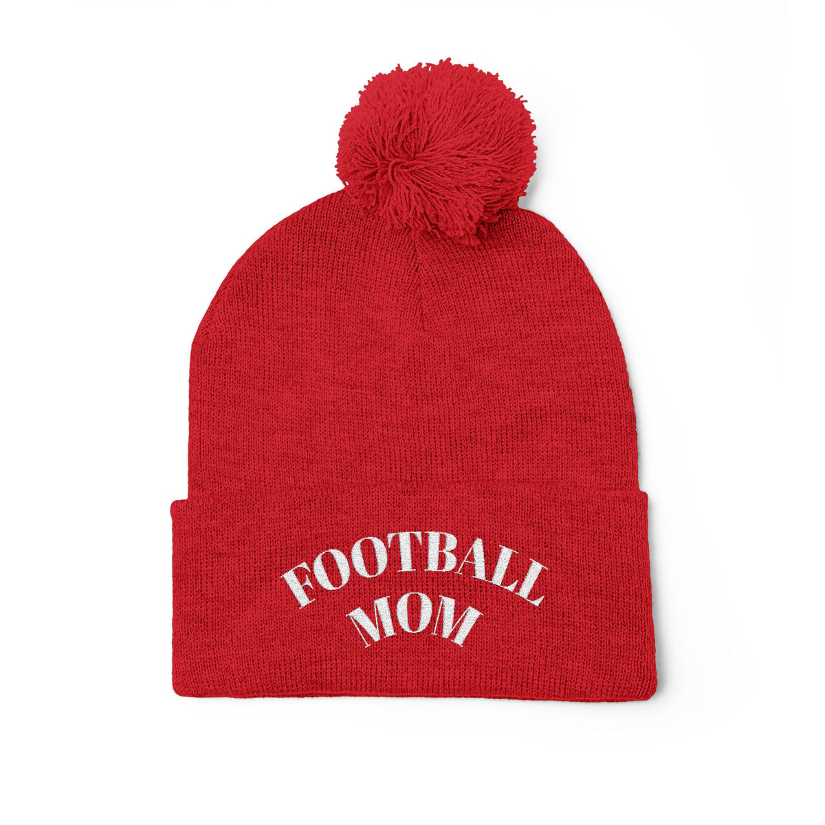 Football Mom Embroidered Pom-Pom Knit Cap