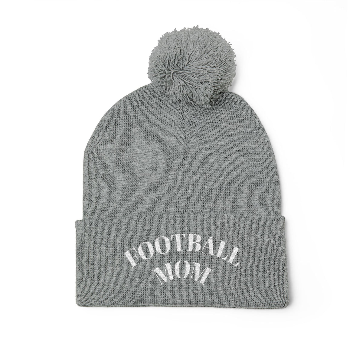 Football Mom Embroidered Pom-Pom Knit Cap