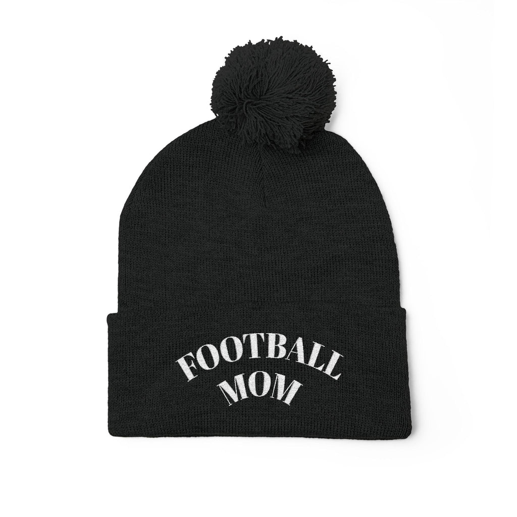 Football Mom Embroidered Pom-Pom Knit Cap