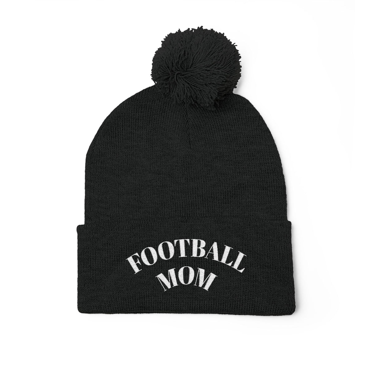 Football Mom Embroidered Pom-Pom Knit Cap