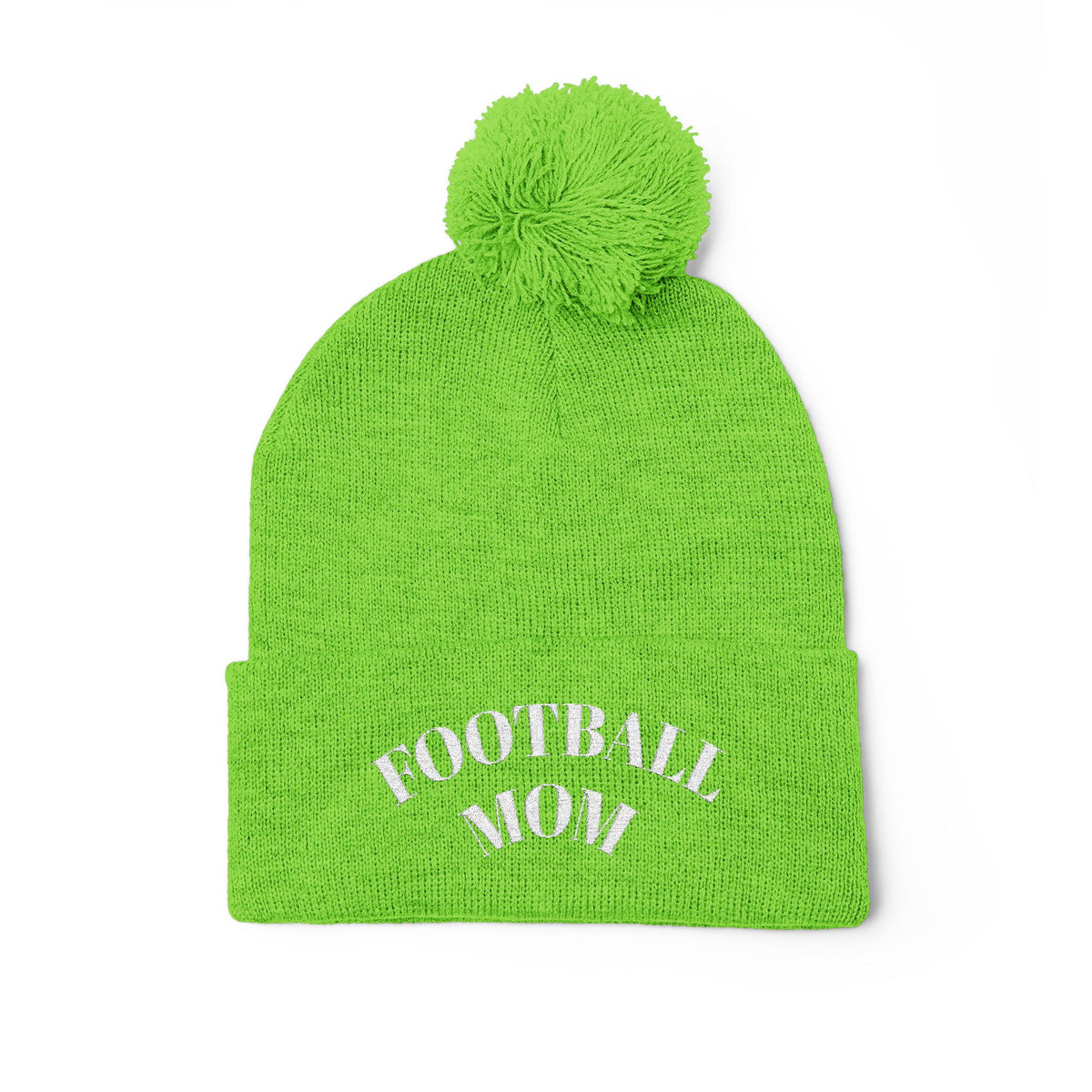 Football Mom Embroidered Pom-Pom Knit Cap
