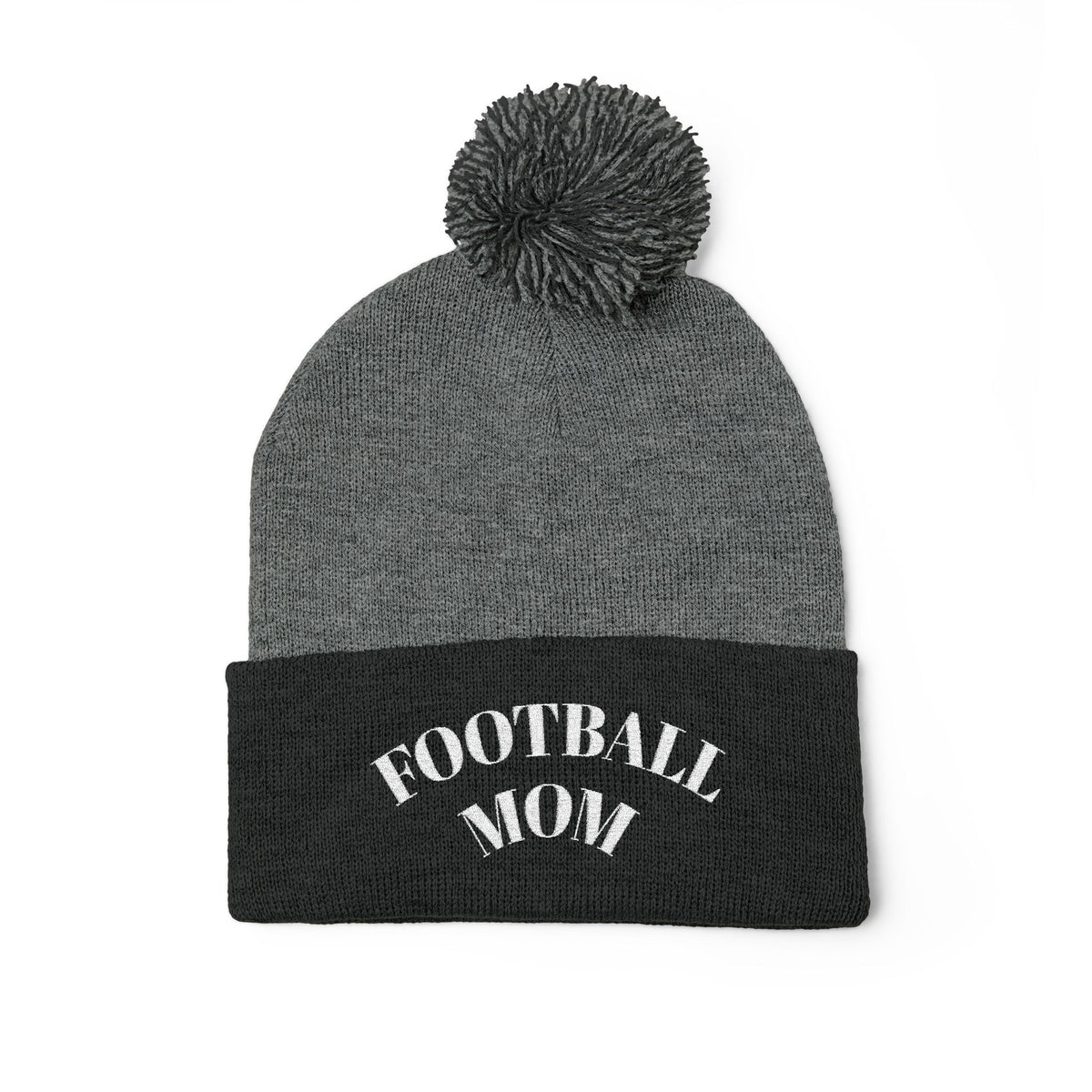 Football Mom Embroidered Pom-Pom Knit Cap