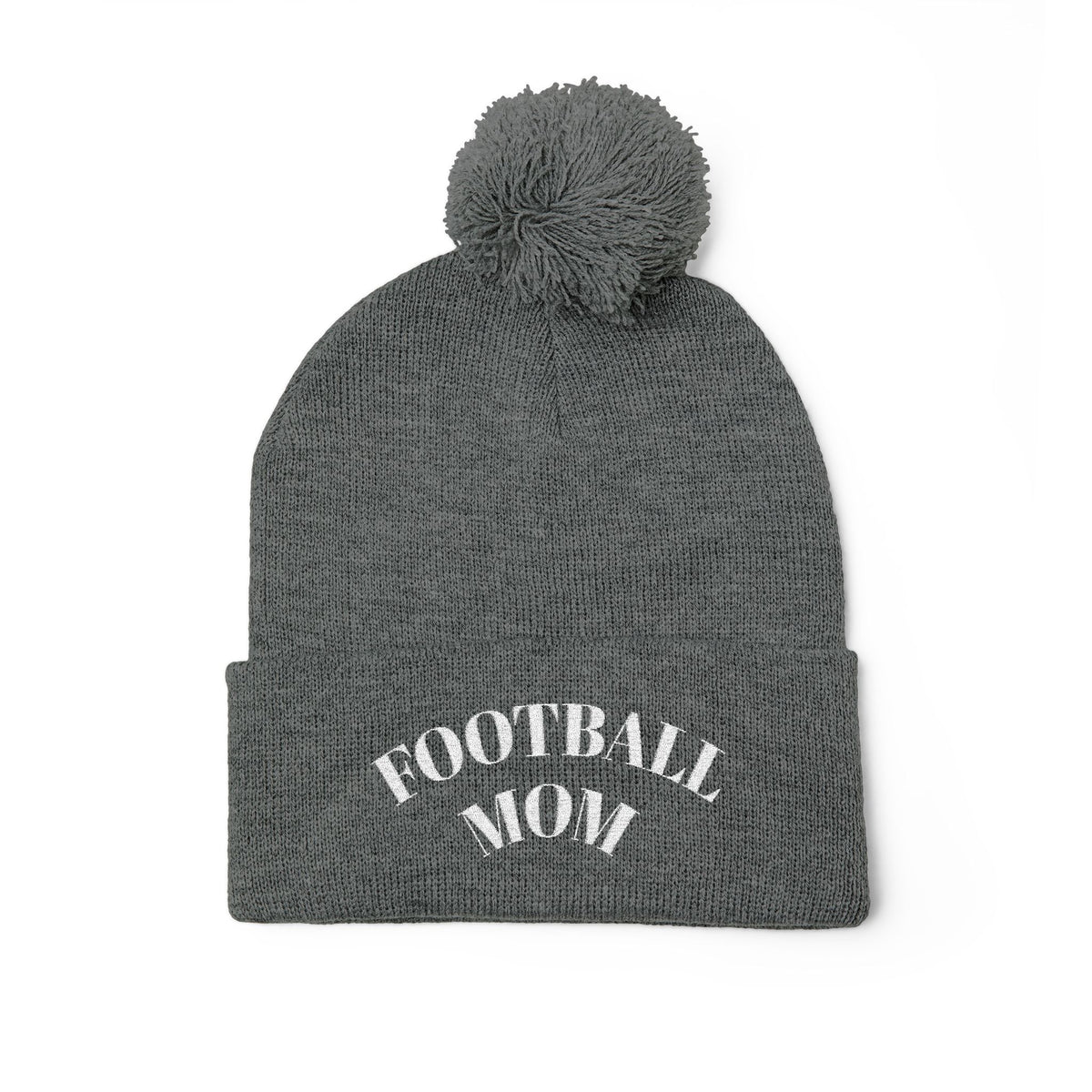 Football Mom Embroidered Pom-Pom Knit Cap
