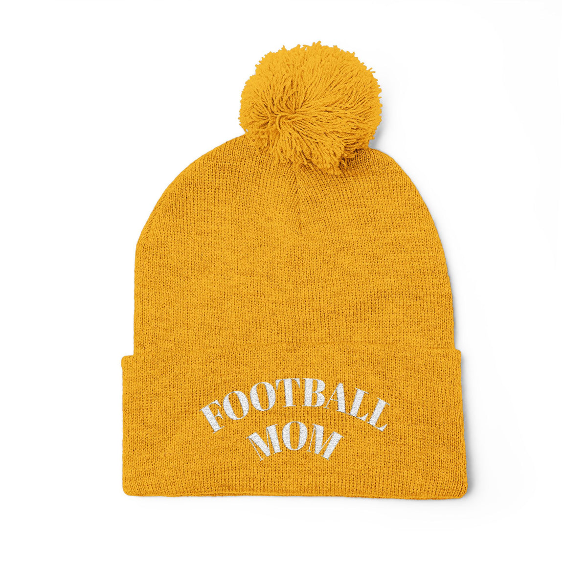Football Mom Embroidered Pom-Pom Knit Cap