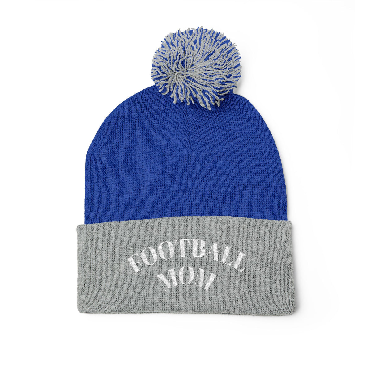 Football Mom Embroidered Pom-Pom Knit Cap