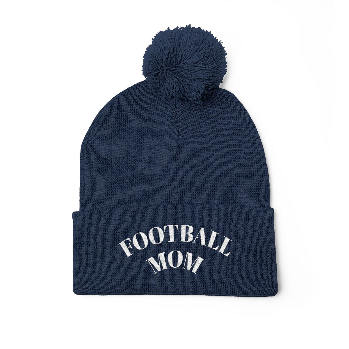 Football Mom Embroidered Pom-Pom Knit Cap